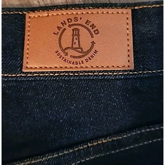 NWOT Lands End Jeans Womens 10 Dark Wash Mid Rise Straight Blue Denim - Picture 3 of 9